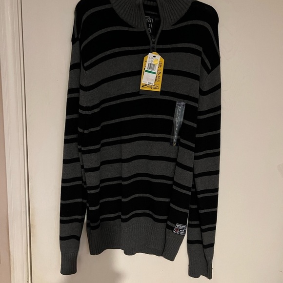 Mens Nautica Black and Gray 1/4 Zip SweaterNWT
